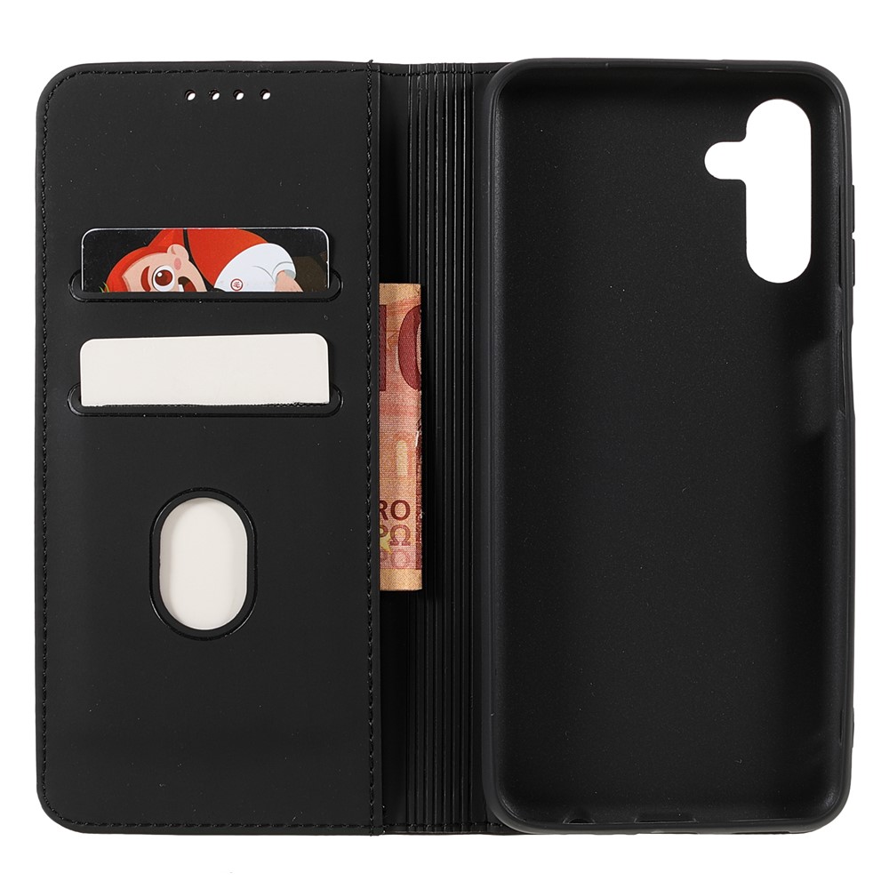 Auto-absorbed Magnetic Closing Skin-touch Anti-fingerprint PU Leather Wallet Cover Case with Kickstand for Samsung Galaxy A13 5G - Black-8