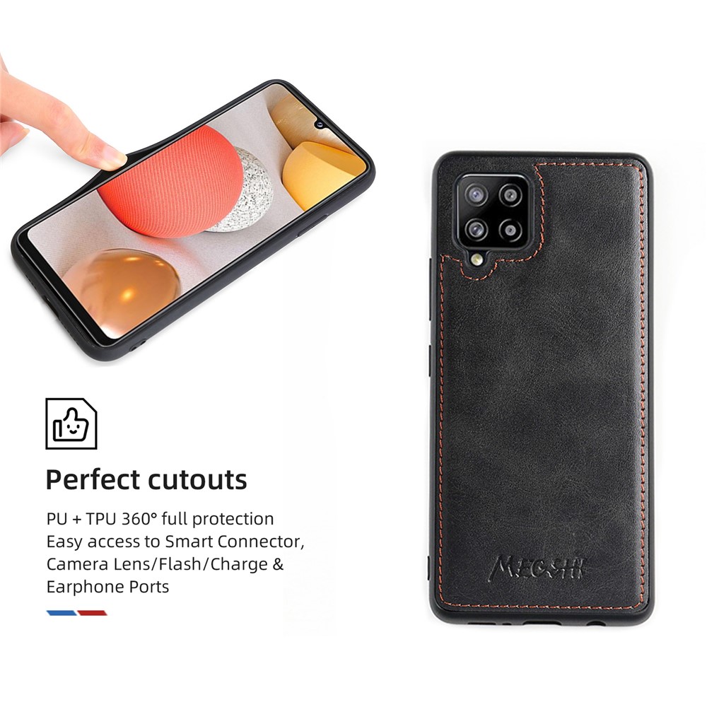 MEGSHI 020 Series Anti-fall Magnetic Detachable Design Shockproof PU Leather and TPU Wallet Cover with Long Strap for Samsung Galaxy A42 5G - Black-9