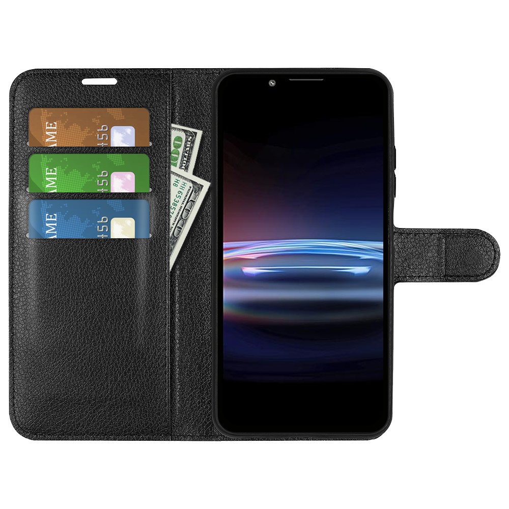 Magnetic Closure Litchi Texture PU Leather Wallet Case Stand Flip Folio Phone Cover for Sony Xperia Pro-I - Black-4