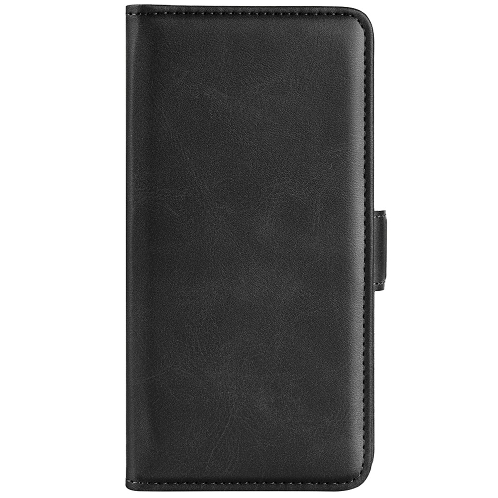 Phone Cover Stand Book Design PU Leather Flip Wallet Phone Case with Double Magnetic Clasps for Samsung Galaxy F22 - Black-2