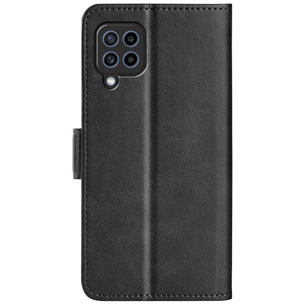 Phone Cover Stand Book Design PU Leather Flip Wallet Phone Case with Double Magnetic Clasps for Samsung Galaxy F22 - Black-3