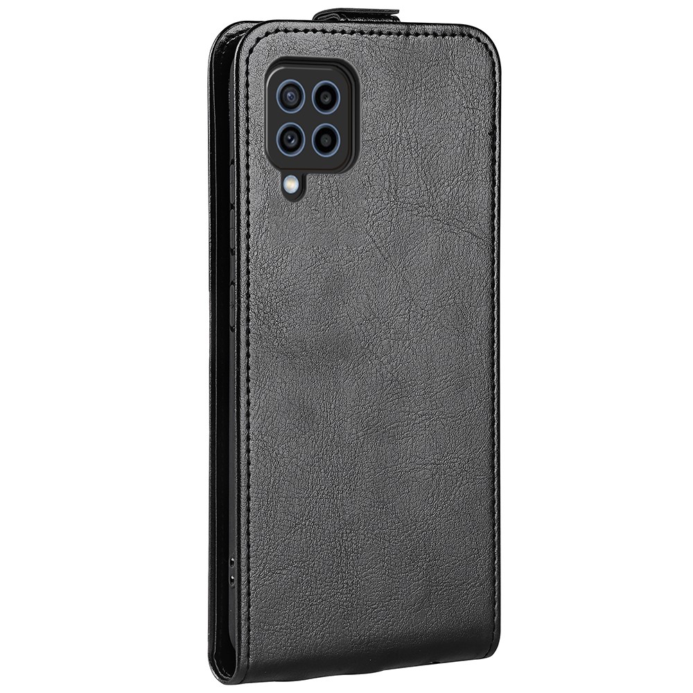 Flip Cover Crazy Horse Texture PU Leather Vertical Phone Case Magnetic Closure Shell with Card Slot for Samsung Galaxy F22 - Black-3