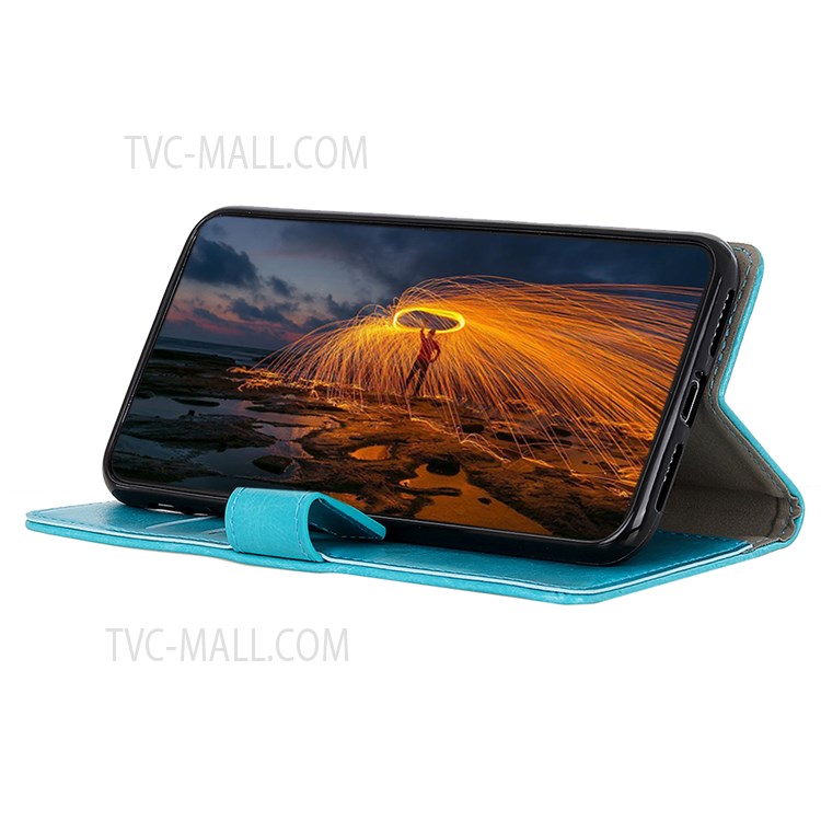 PU Leather Magnetic Wallet Stand Shockproof TPU Interior Case Protective Flip Cover for Samsung Galaxy A53 5G - Blue-5