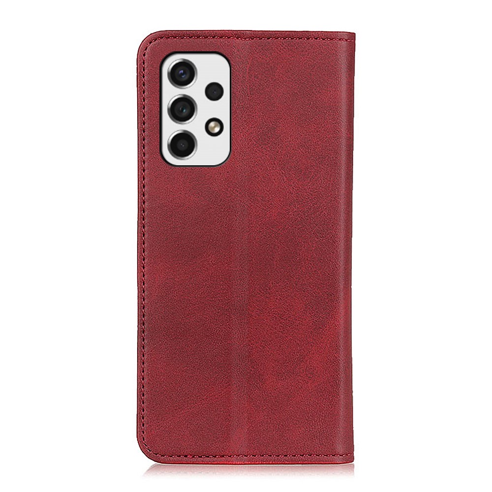 Split Leather Stand Wallet Case Auto Magnetic Closed Flip Folio Cover for Samsung Galaxy A53 5G - Red-3