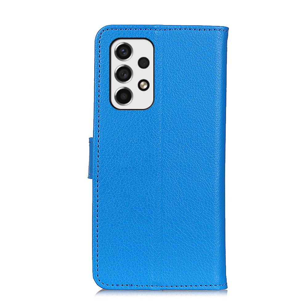 Litchi Texture PU Leather Magnetic Case Wallet Stand Shockproof Flip Protective Cover for Samsung Galaxy A53 5G - Blue-3