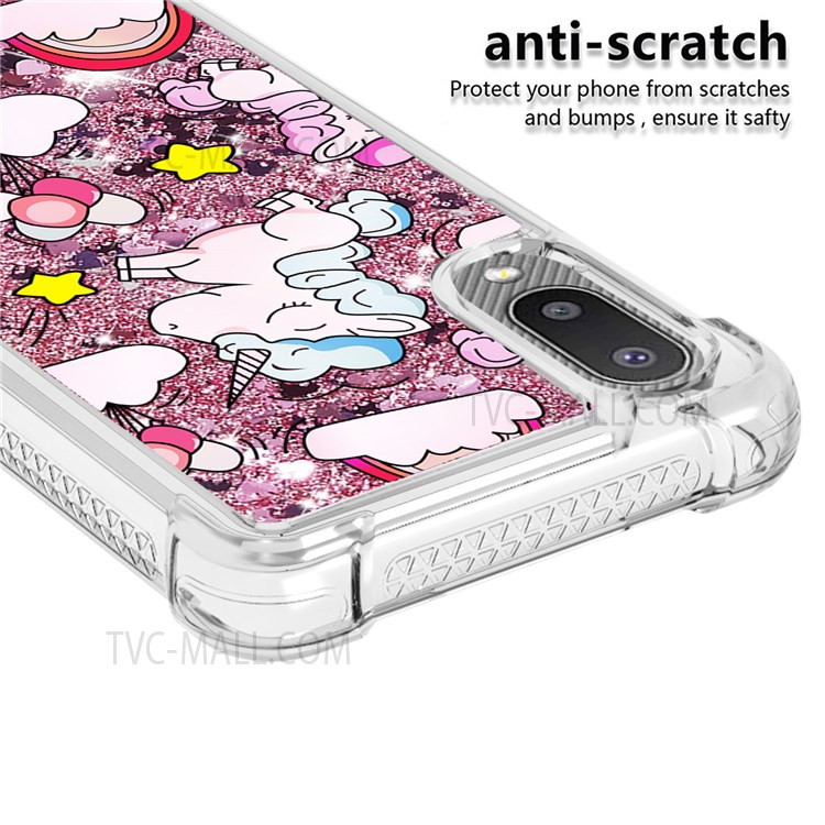 Pattern Printing Design Glitter Flowing Quicksand TPU Protective Phone Case for Samsung Galaxy A02 / M02 (Global Version) - Unicorns and Balloon-2