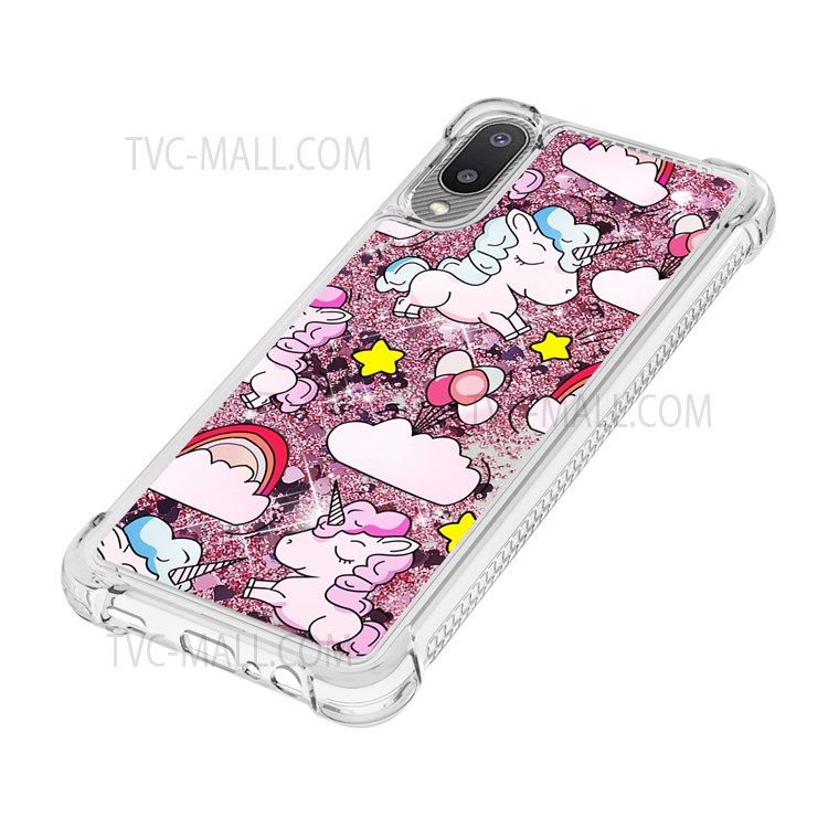 Pattern Printing Design Glitter Flowing Quicksand TPU Protective Phone Case for Samsung Galaxy A02 / M02 (Global Version) - Unicorns and Balloon-4