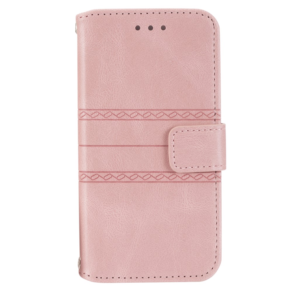Convenient Lanyard Soft PU Leather and TPU Imprinted Pattern Wallet Phone Case Cover with Stand for Samsung Galaxy A03 (EU Version) - Pink-2