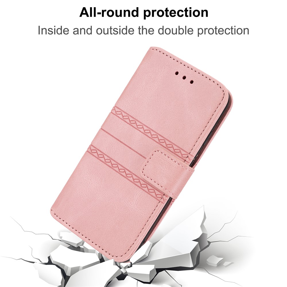 Convenient Lanyard Soft PU Leather and TPU Imprinted Pattern Wallet Phone Case Cover with Stand for Samsung Galaxy A03 (EU Version) - Pink-9