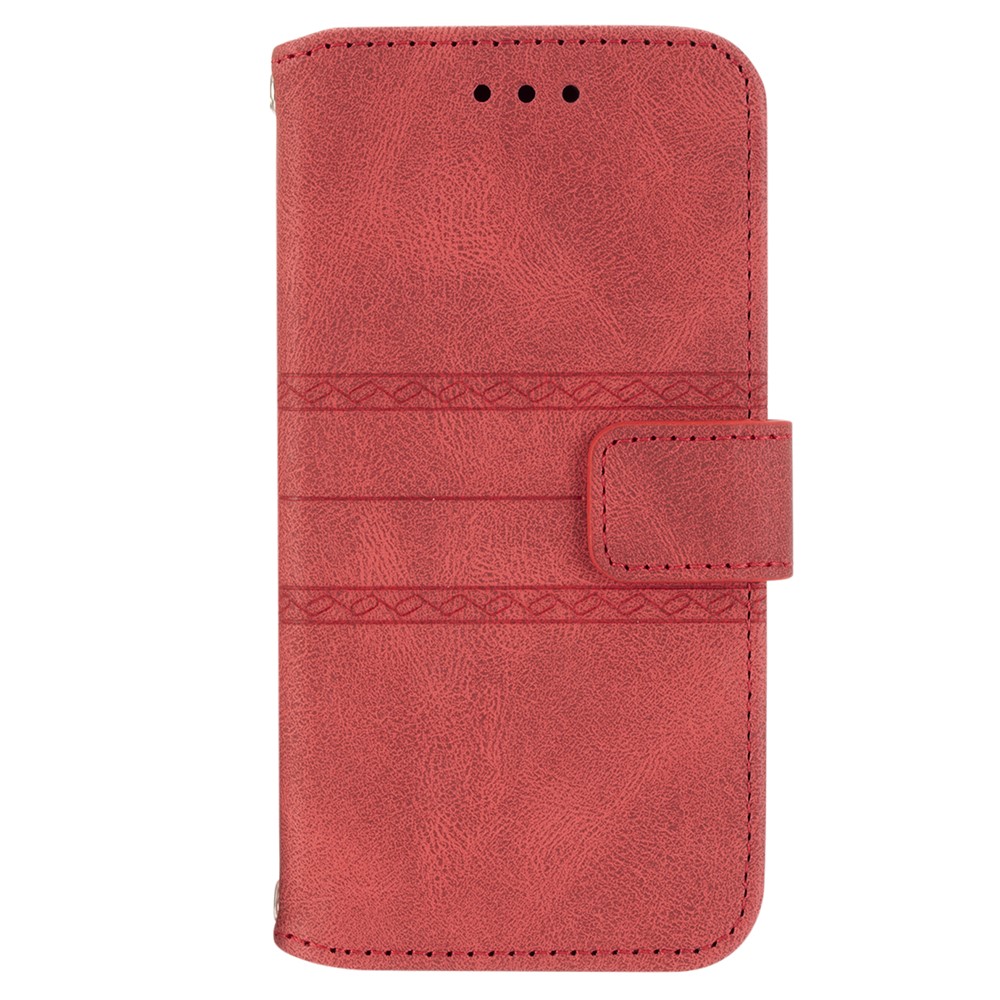 Premium PU Leather and Soft TPU Imprinted Pattern Anti-Scratch Stylish Wallet Phone Case Cover with Stand for Samsung Galaxy A03 (Global Version) - Red-2