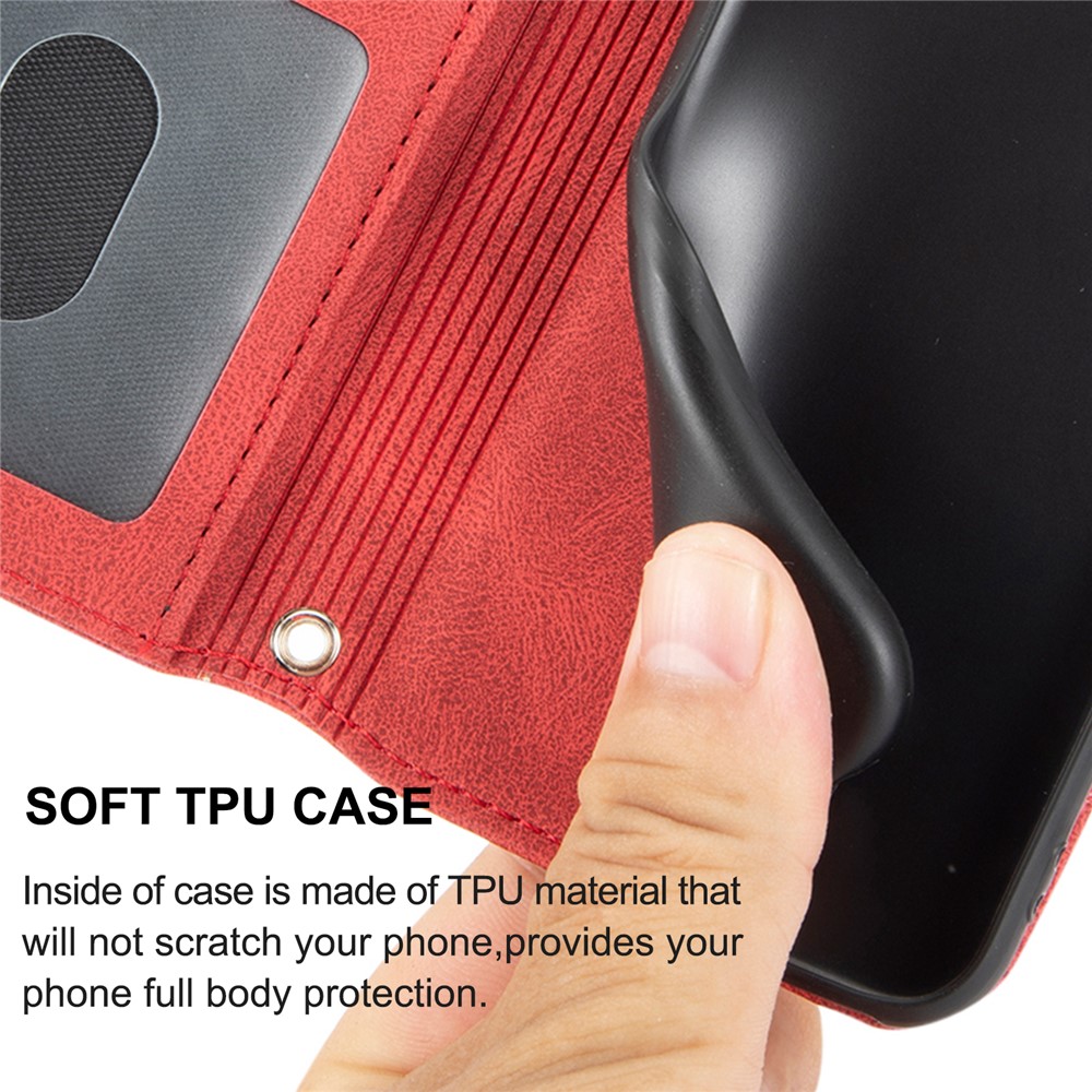 Premium PU Leather and Soft TPU Imprinted Pattern Anti-Scratch Stylish Wallet Phone Case Cover with Stand for Samsung Galaxy A03 (Global Version) - Red-8