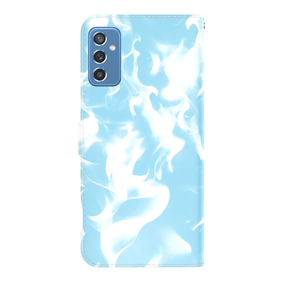 Scratch-resistant Phone Cover Stylish Fog Pattern Printing PU Leather Magnetic Closure Flip Folio Wallet Phone Case for Samsung Galaxy M52 5G - Blue-3