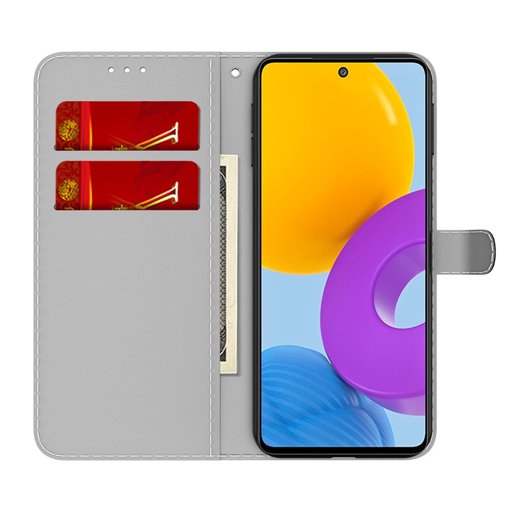 Scratch-resistant Phone Cover Stylish Fog Pattern Printing PU Leather Magnetic Closure Flip Folio Wallet Phone Case for Samsung Galaxy M52 5G - Blue-4