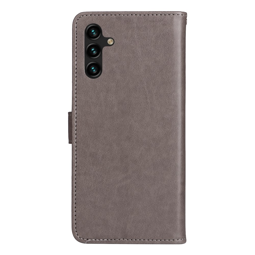 Imprinting Cat and Bee PU Leather Folio Flip Phone Case with Stand Wallet for Samsung Galaxy A13 5G - Grey-4