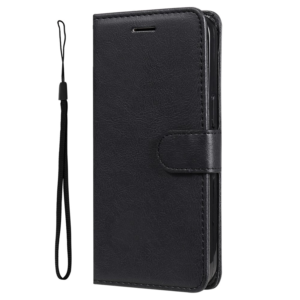 PU Leather Phone Case Solid Color Drop-proof Cover Shell with Wallet Stand for Samsung Galaxy A13 5G - Black-2
