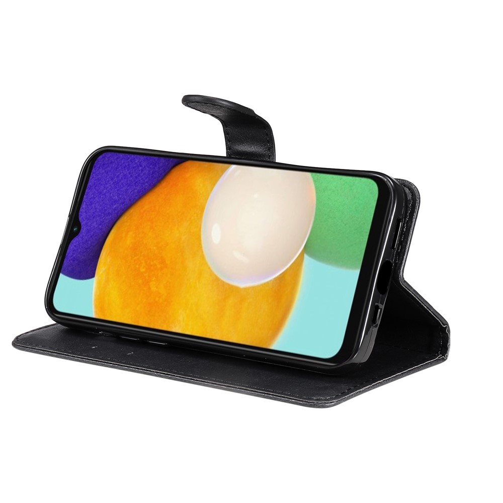 PU Leather Phone Case Solid Color Drop-proof Cover Shell with Wallet Stand for Samsung Galaxy A13 5G - Black-5