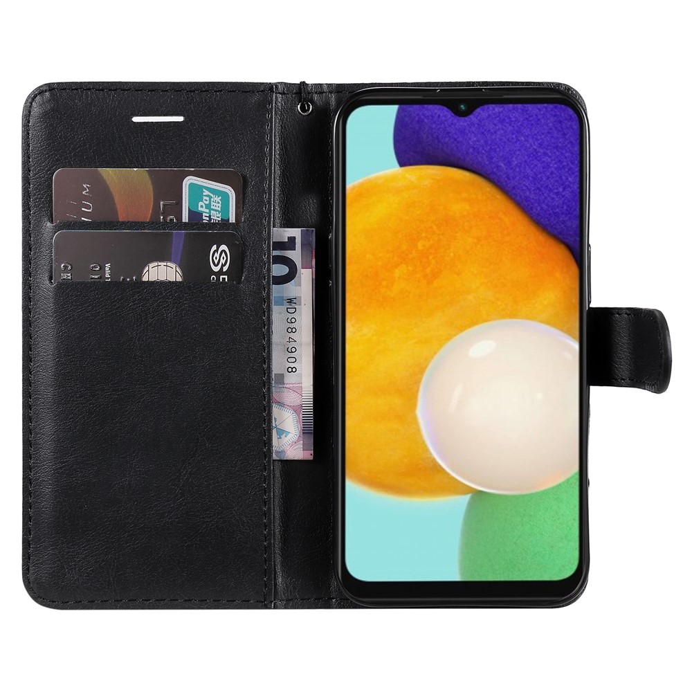 PU Leather Phone Case Solid Color Drop-proof Cover Shell with Wallet Stand for Samsung Galaxy A13 5G - Black-7