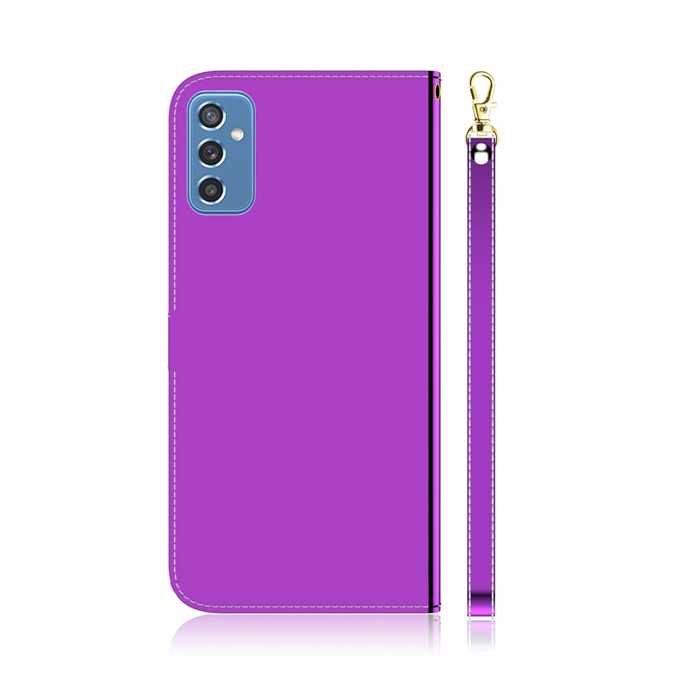 TPU Inner Case+Durable PU Leather Covering Mirror-like Surface Wallet Stand Phone Cover for Samsung Galaxy M52 5G - Purple-3