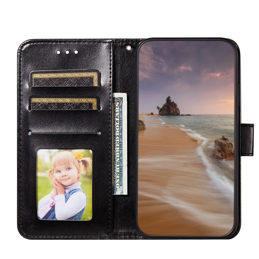 Imprinted Three Stripes Pattern Anti-fall PU Leather and TPU Wallet Phone Case Cover for Samsung Galaxy A13 5G - Black-4