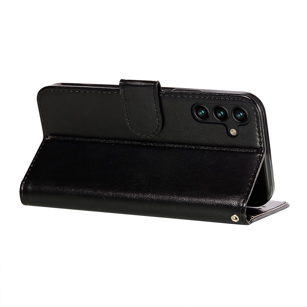 Imprinted Three Stripes Pattern Anti-fall PU Leather and TPU Wallet Phone Case Cover for Samsung Galaxy A13 5G - Black-5