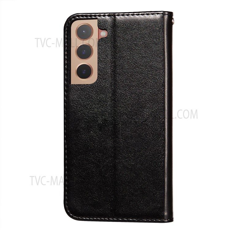 Flip Phone Case PU Leather and TPU Imprinted Three Stripes Pattern Wallet Phone Cover for Samsung Galaxy S22 - Black-3