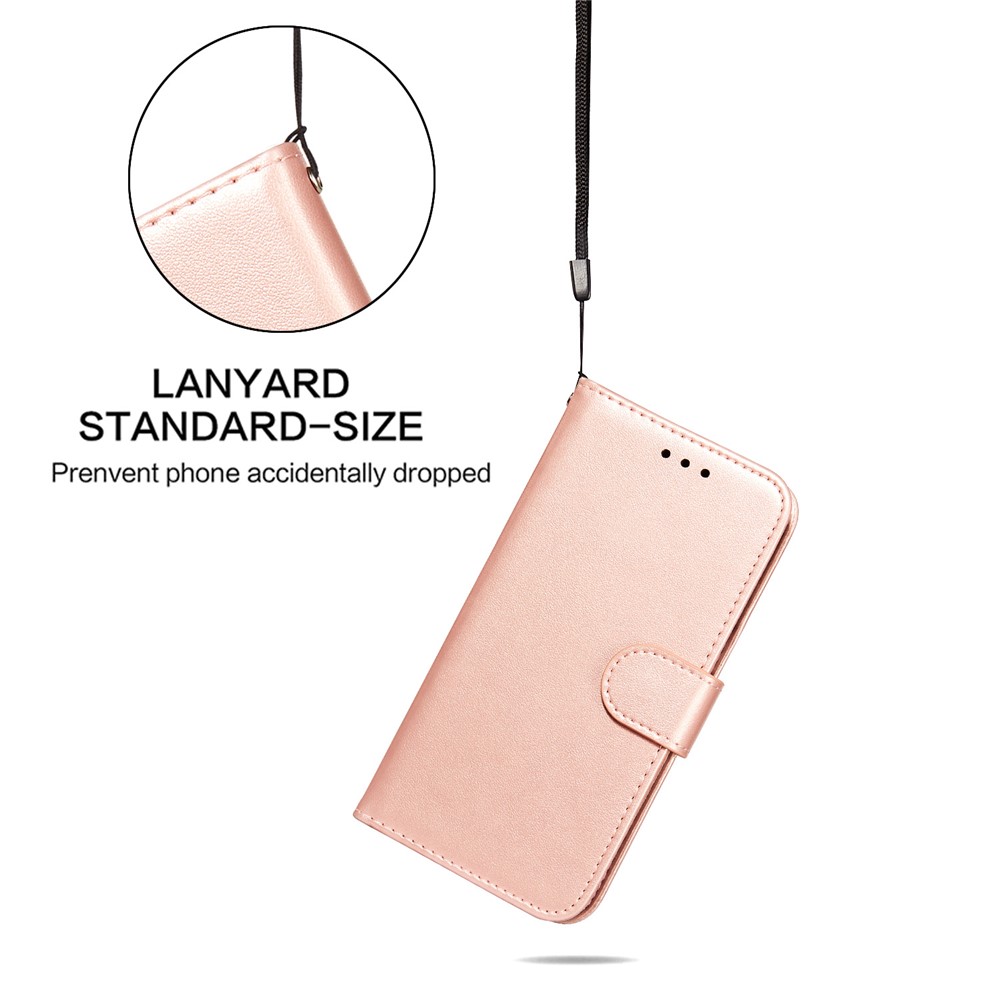 Anti-scratch Phone Covering TPU+PU Leather Wallet Stand Flip Smart Phone Case for Samsung Galaxy S22 - Rose Gold-7