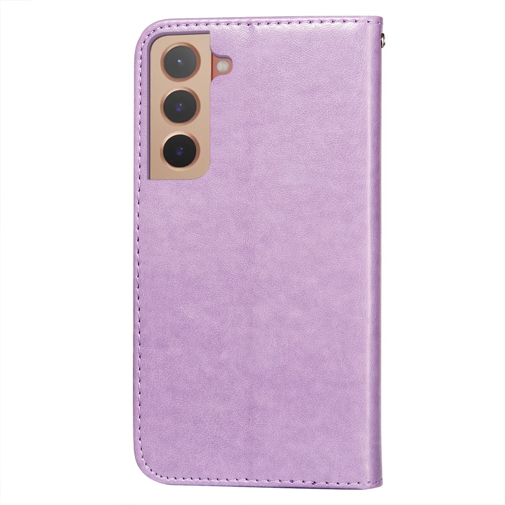 Wallet Flip Phone Cover Dual-sided Magnetic Closure Solid Color PU Leather Stand Phone Case for Samsung Galaxy S22 Plus - Purple-3