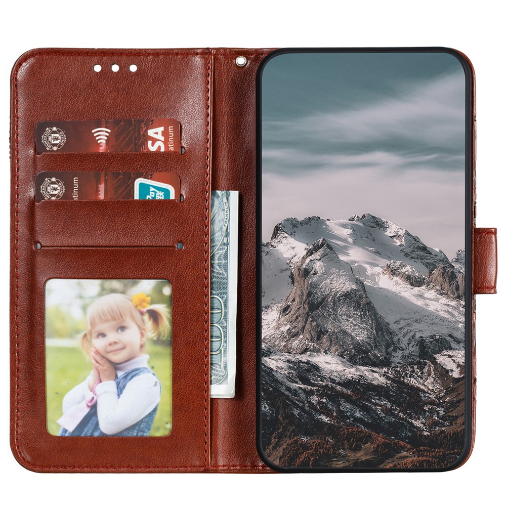 Magnetic PU Leather Flip Folio Case Mandala Flower Imprinted Wallet Stand Cover with Strap for Samsung Galaxy M52 5G - Brown-4