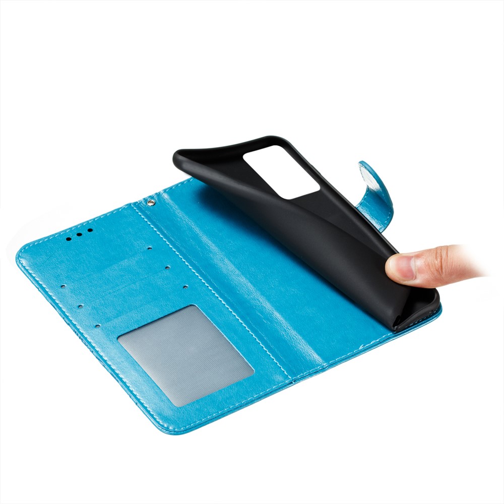 Imprinting Mandala Flower Flip PU Leather Case Stand Magnetic Closure Protective Phone Cover with Strap for Xiaomi Redmi Note 11 Pro / Note 11 Pro+ - Blue-9