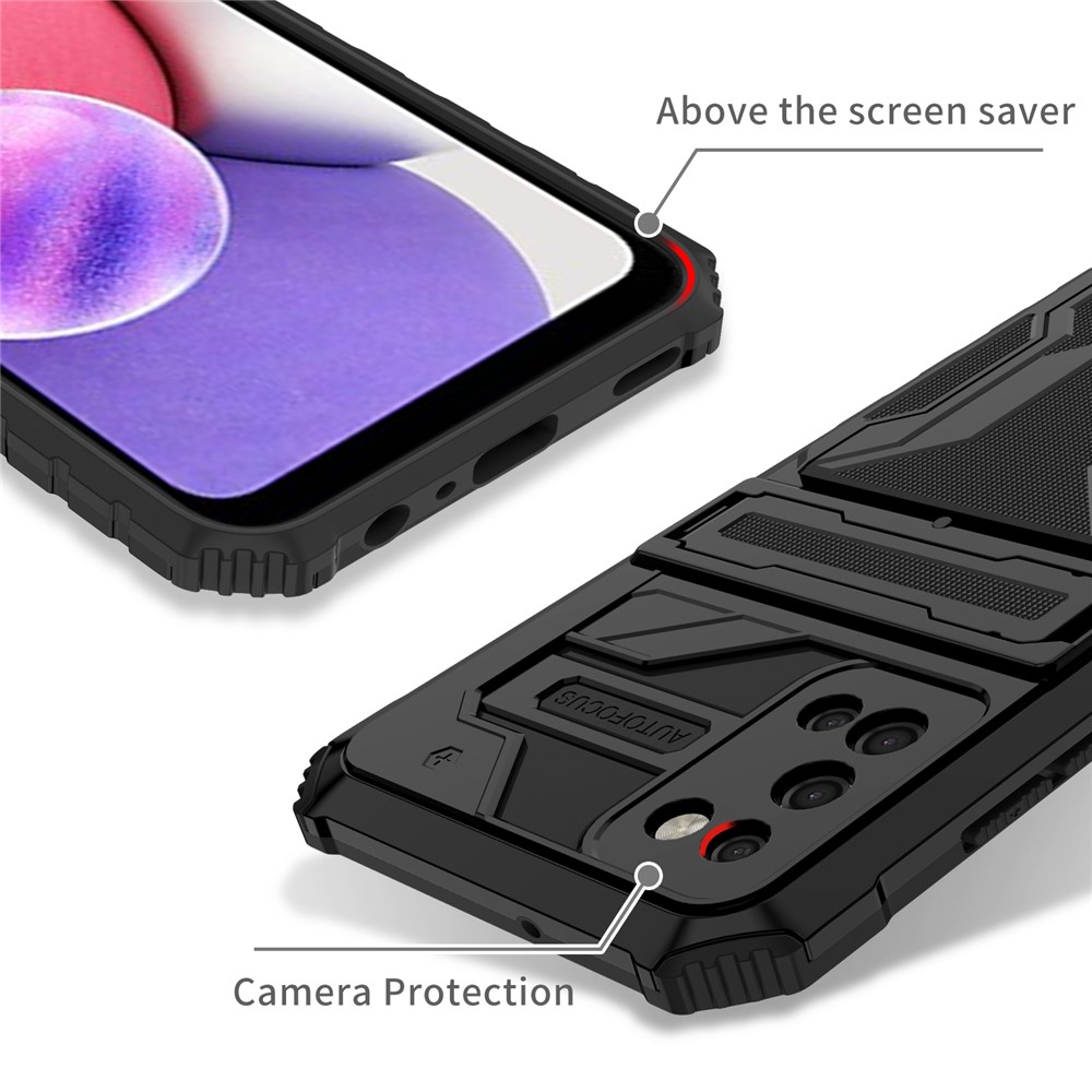 Detachable Card Slot Design Phone Case Stylish PC + TPU Protective Cover with Kickstand for Samsung Galaxy A03s (166.5 x 75.98 x 9.14mm) - Black-4