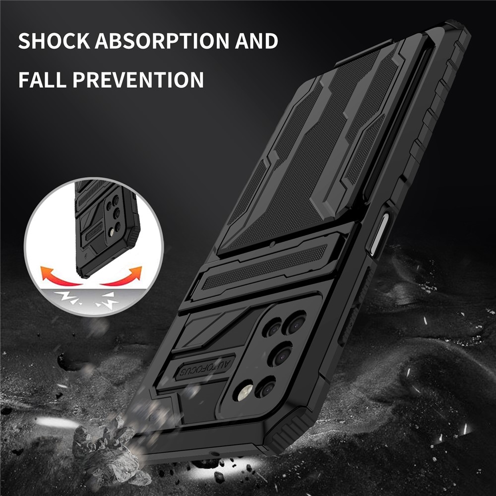 Detachable Card Slot Design Phone Case Stylish PC + TPU Protective Cover with Kickstand for Samsung Galaxy A03s (166.5 x 75.98 x 9.14mm) - Black-6