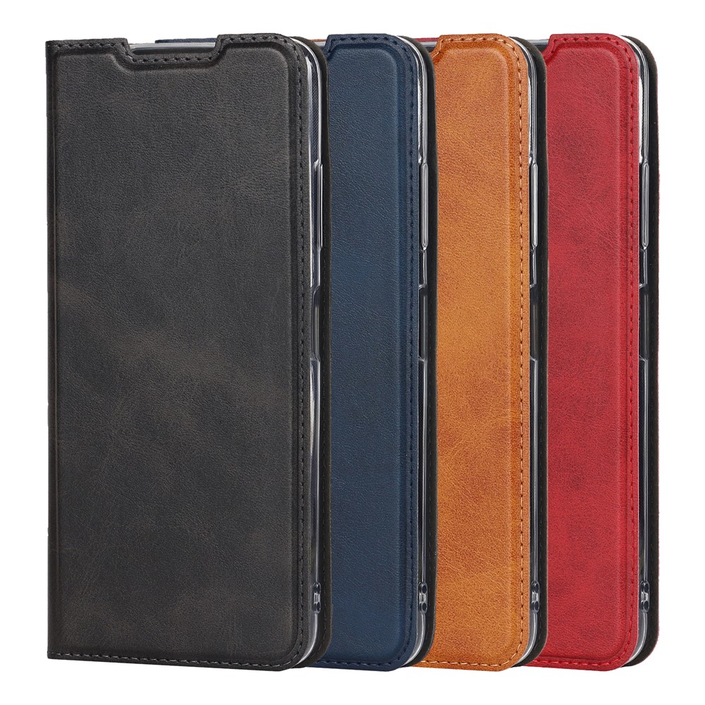 Anti-shock Textured PU Leather Full Protection Card Holder Phone Cover Stand Phone Shell for Samsung Galaxy A22 5G (EU Version) - Black-9