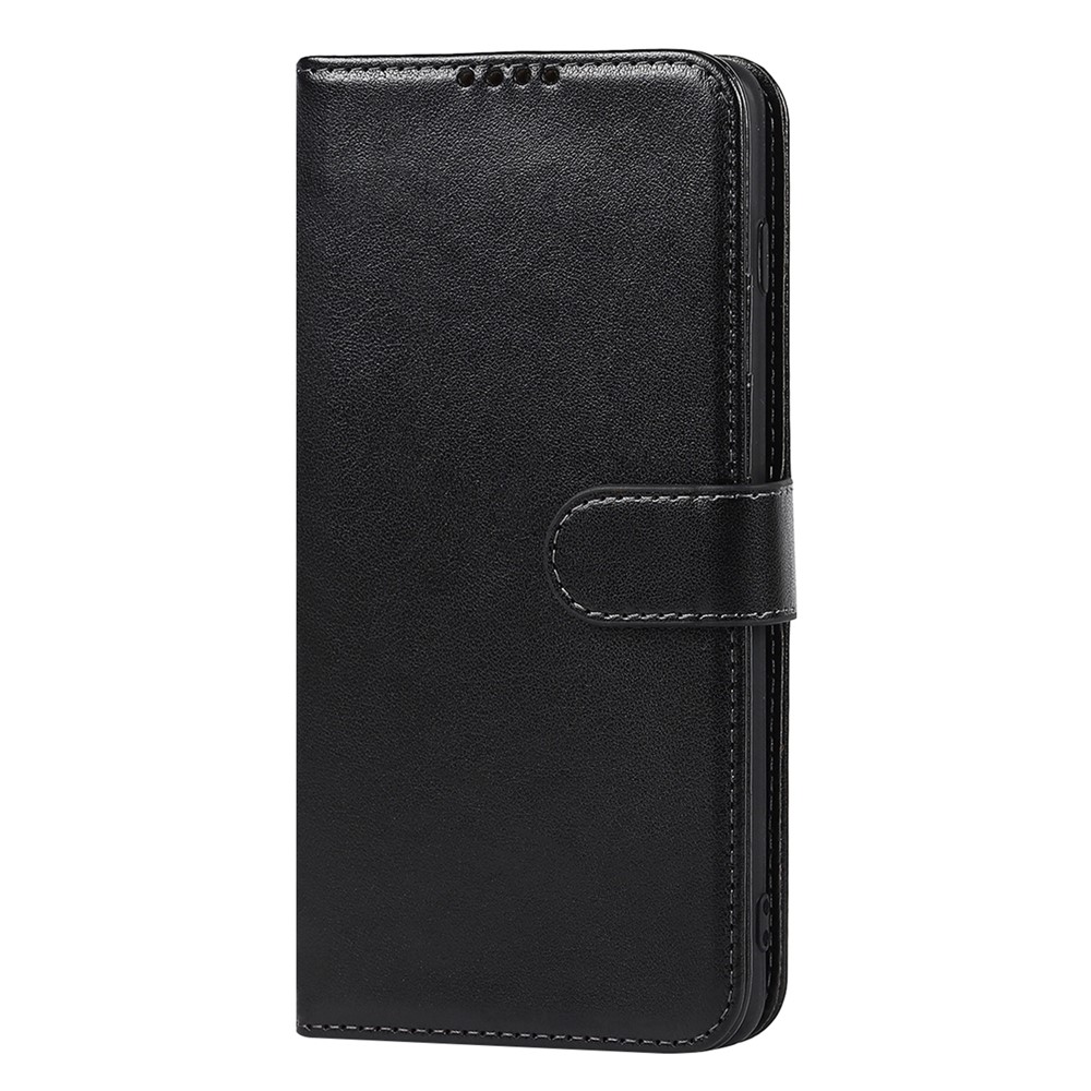 R61 Texture Felled Seam Phone Case Wrist Strap Anti-drop PU Leather Wallet Cover with Stand for Samsung Galaxy S10 - Black-2