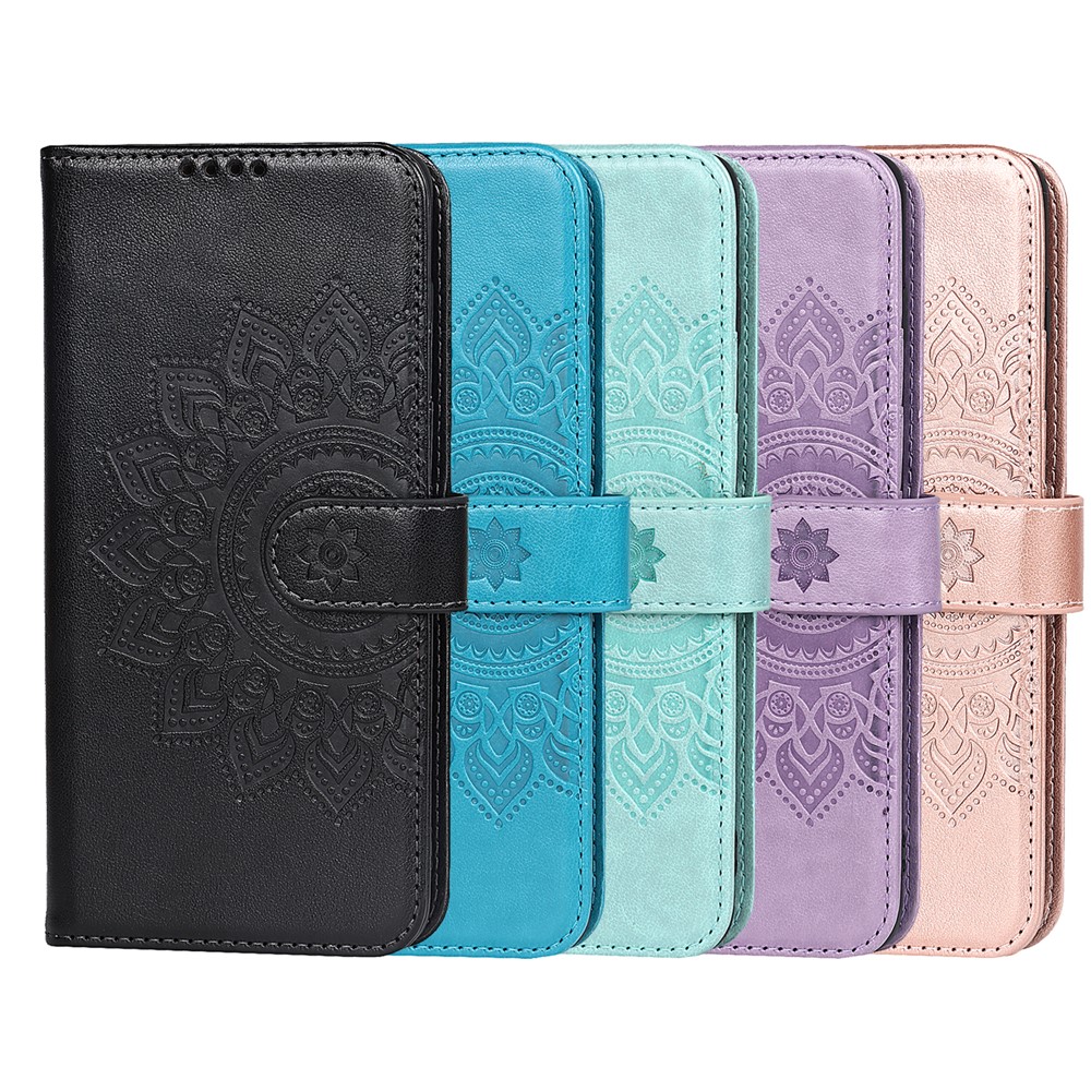 R61 Texture Felled Seam Phone Case Pattern Imprinted Stylish PU Leather Wallet Cover with Stand for Samsung Galaxy S10 - Black-11