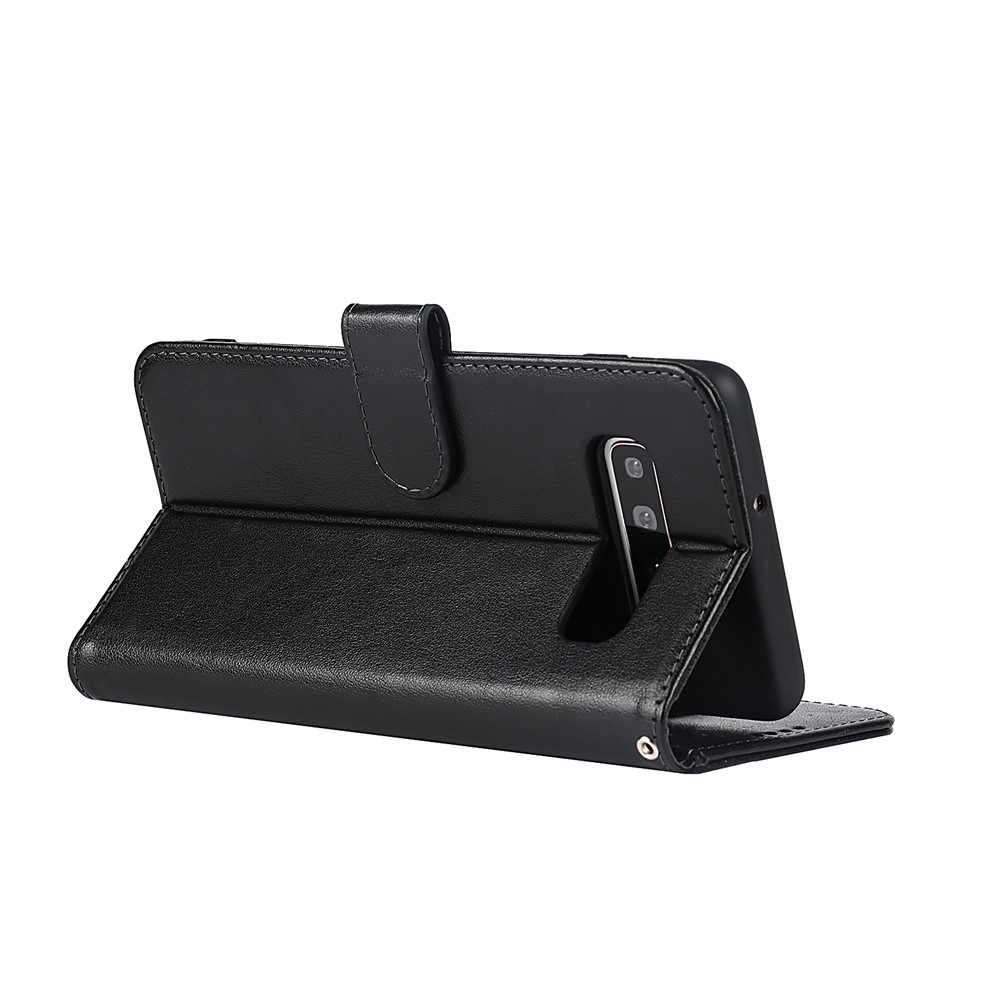 R61 Texture Felled Seam Phone Case Pattern Imprinted Stylish PU Leather Wallet Cover with Stand for Samsung Galaxy S10 - Black-6