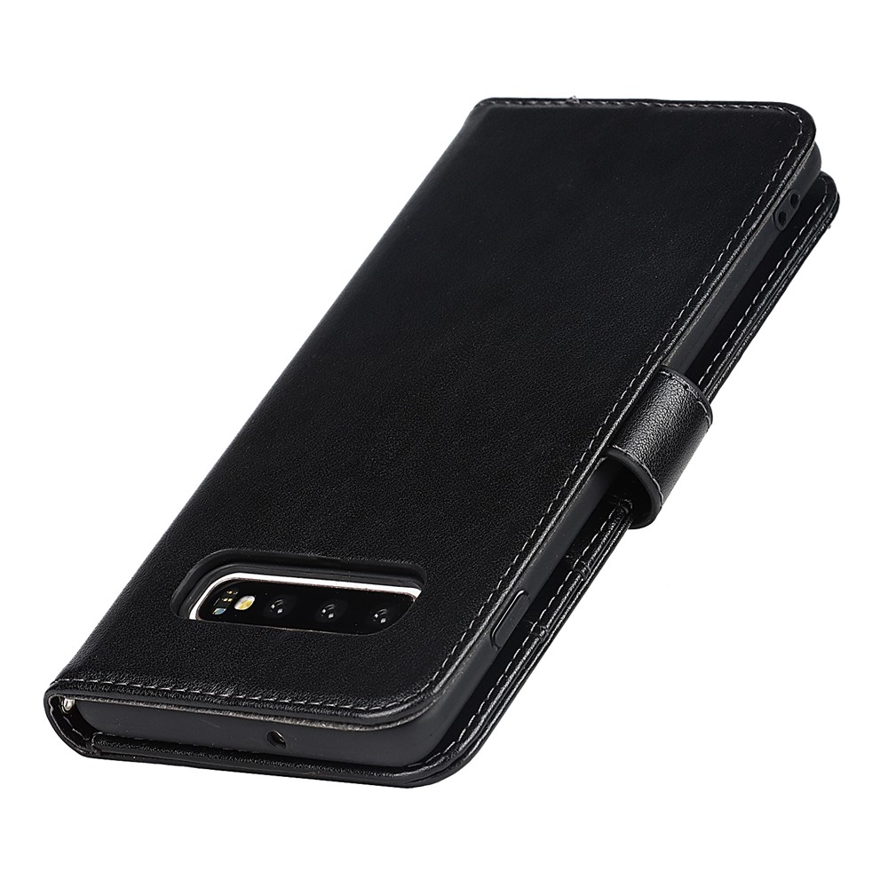 R61 Texture Felled Seam Phone Case Pattern Imprinted Stylish PU Leather Wallet Cover with Stand for Samsung Galaxy S10 - Black-7