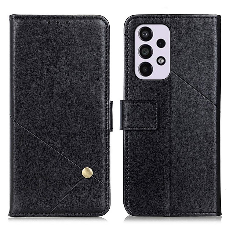 Soft TPU Inner Shell Stand PU Leather Flip Folio Wallet Phone Cover for Samsung Galaxy A33 5G - Black-1