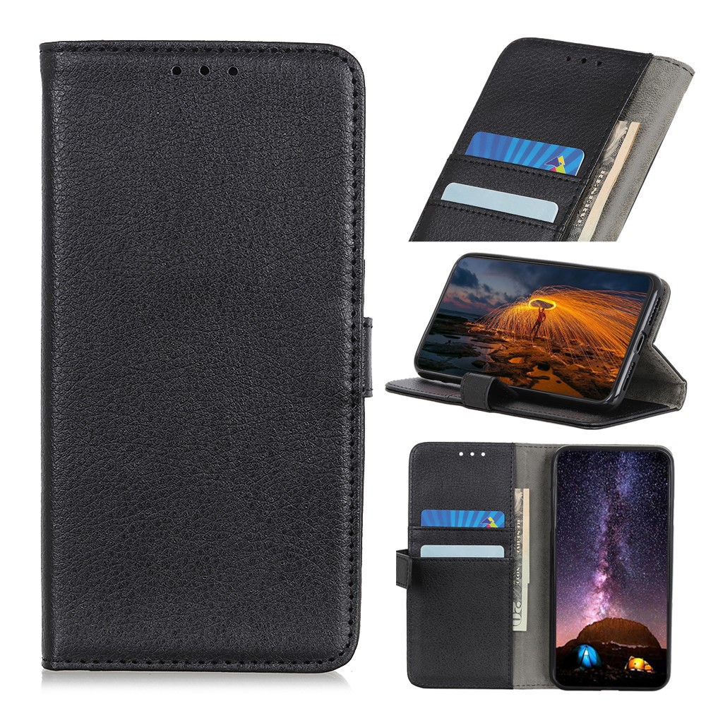 Litchi Texture PU Leather Flip Folio Protective Case Book Stand Wallet Magnetic Phone Cover for Samsung Galaxy A33 5G - Black-12