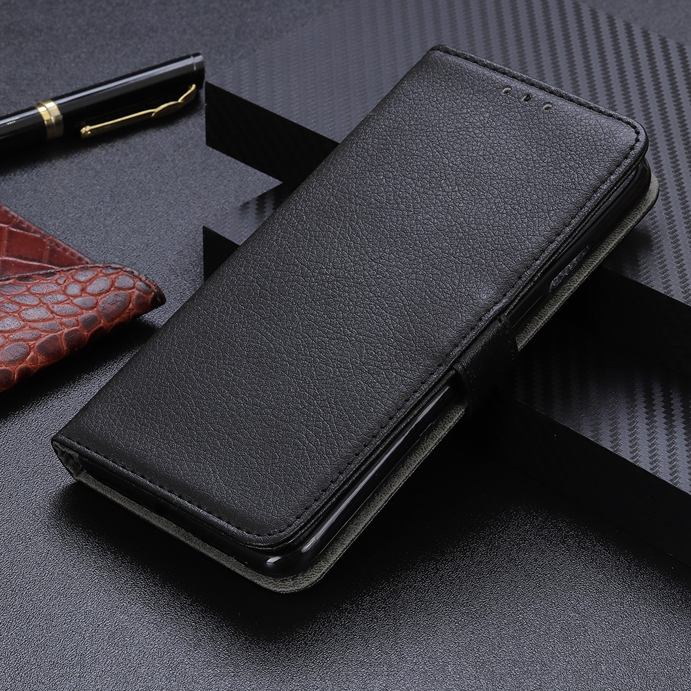 Litchi Texture PU Leather Flip Folio Protective Case Book Stand Wallet Magnetic Phone Cover for Samsung Galaxy A33 5G - Black-6
