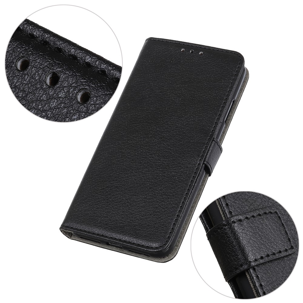 Litchi Texture PU Leather Flip Folio Protective Case Book Stand Wallet Magnetic Phone Cover for Samsung Galaxy A33 5G - Black-9