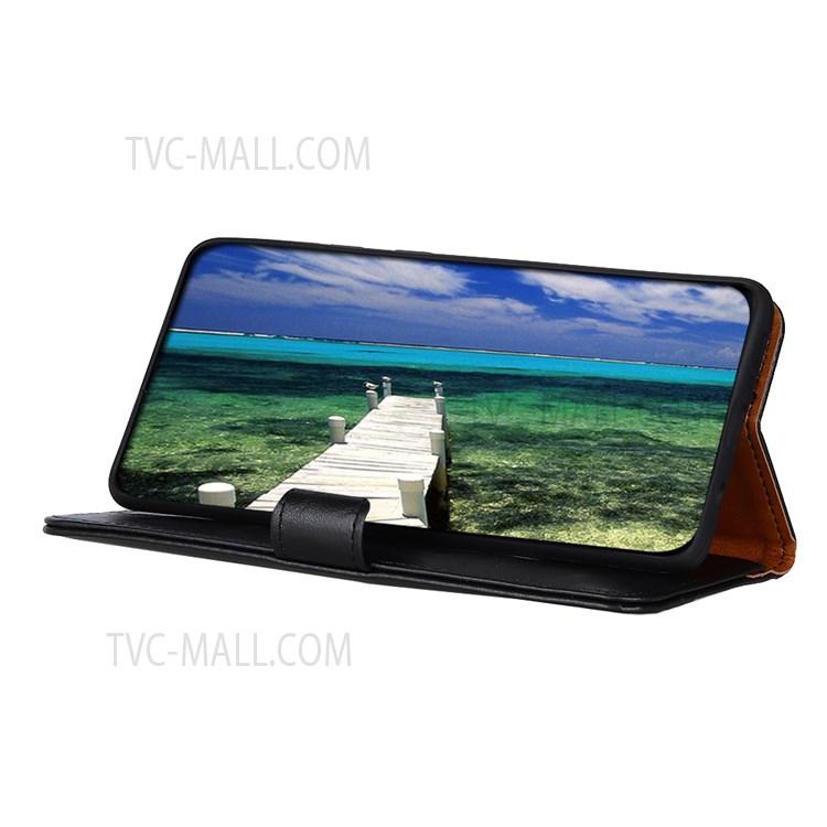 KHAZNEH PU Leather Magnetic Flip Case TPU Interior Stand Wallet Phone Cover for Samsung Galaxy A33 5G - Black-5