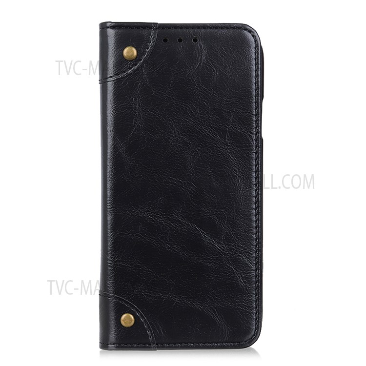 PU Leather+TPU Flip Phone Case Rivet Design Shockproof Wallet Stand Magnetic Absorbed Shell for Samsung Galaxy A33 5G - Black-2