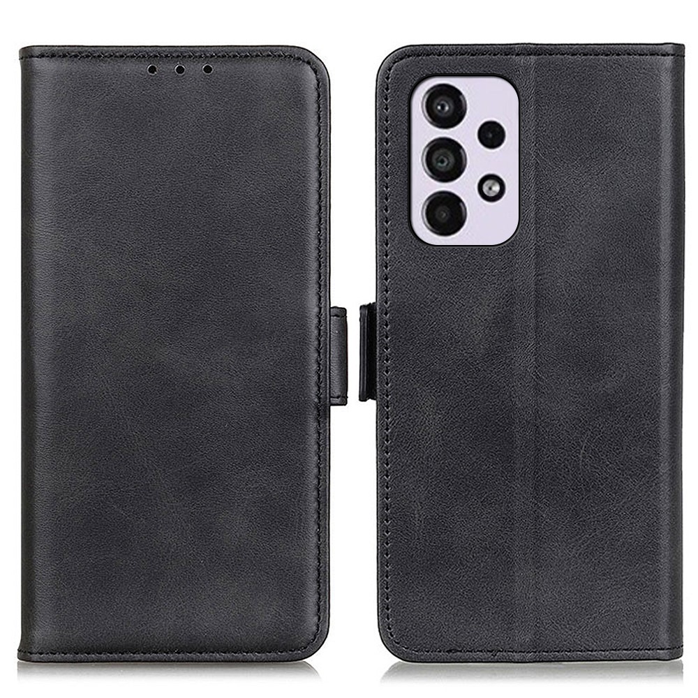 PU Leather Flip Wallet Case Soft TPU Shell Stand Function Magnetic Protection Folio Cover for Samsung Galaxy A53 5G - Black-1