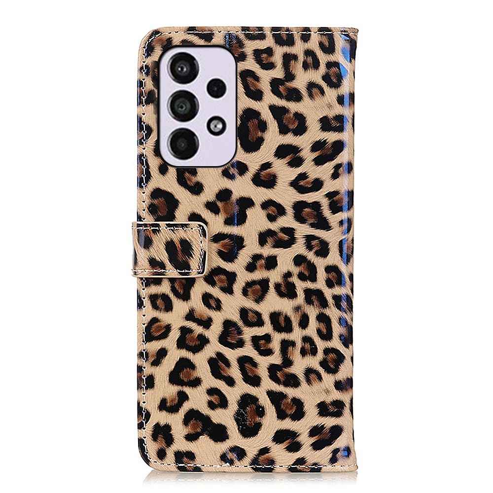 Caixa da Carteira de Design de Padrões de Leopardo Tampa de Fólio de Couro PU Resistente a Arranhões Para o Samsung Galaxy A33 5G-3