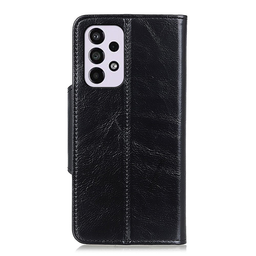 KHAZNEH PU Leather Wallet Folio Flip Cover Shockproof TPU Shell with Stand for Samsung Galaxy A33 5G - Black-3