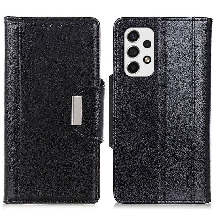 Mobile Phone Guard Case Well-protected Shockproof PU Leather Flip Shell with Wallet and Stand for Samsung Galaxy A53 5G - Black-1
