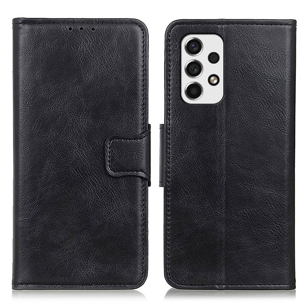 For Samsung Galaxy A53 5G Crazy Horse Texture Wallet Stand Design Dual-Sided Magnetic Clasp PU Leather Phone Case Shell - Black-1