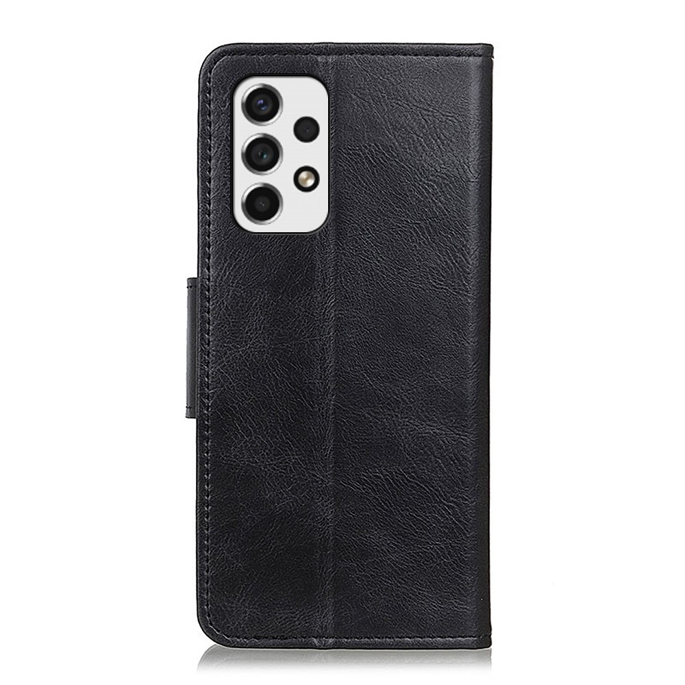 For Samsung Galaxy A53 5G Crazy Horse Texture Wallet Stand Design Dual-Sided Magnetic Clasp PU Leather Phone Case Shell - Black-3
