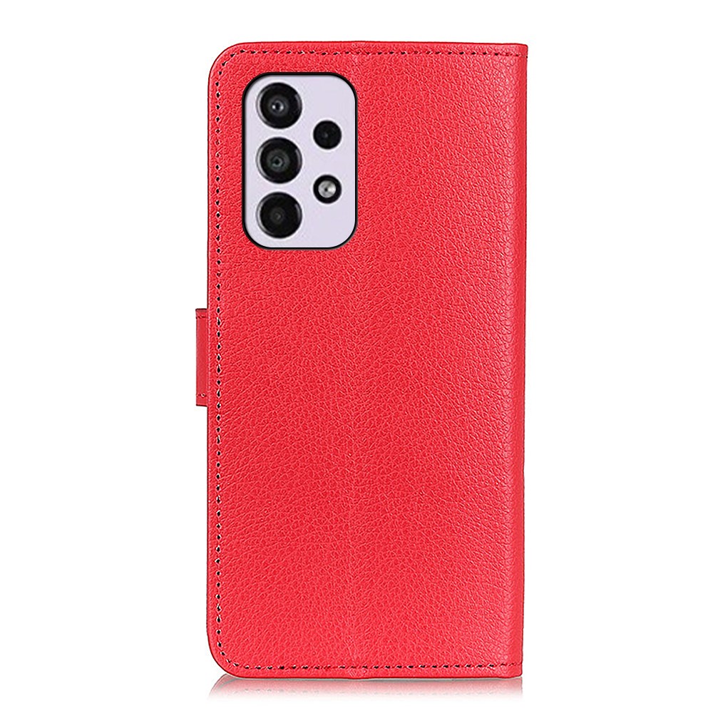 Litchi Texture PU Leather Stand Phone Cover Shockproof TPU Inner Protective Wallet Case for Samsung Galaxy A33 5G - Red-3