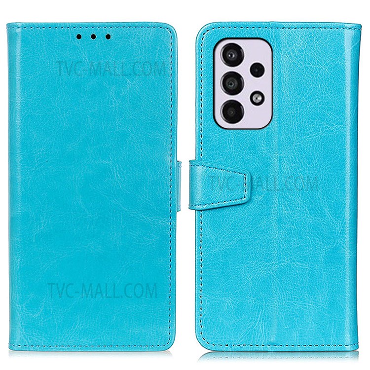 PU Leather Flip Cover with Shockproof TPU Interior Case Magnetic Wallet Stand Phone Protector for Samsung Galaxy A33 5G - Blue-1